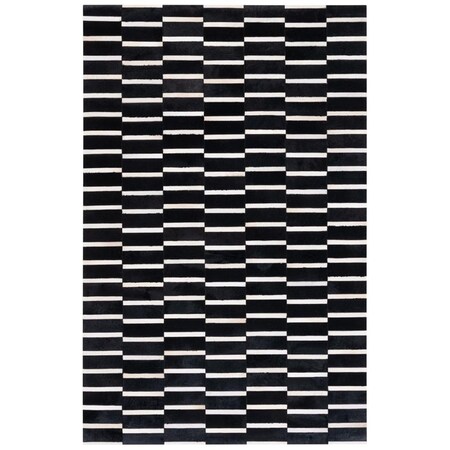 Safavieh 5 x 8 ft. Studio Leather Hand Woven Rectangle Area Rug Black & Beige STL821Z-5